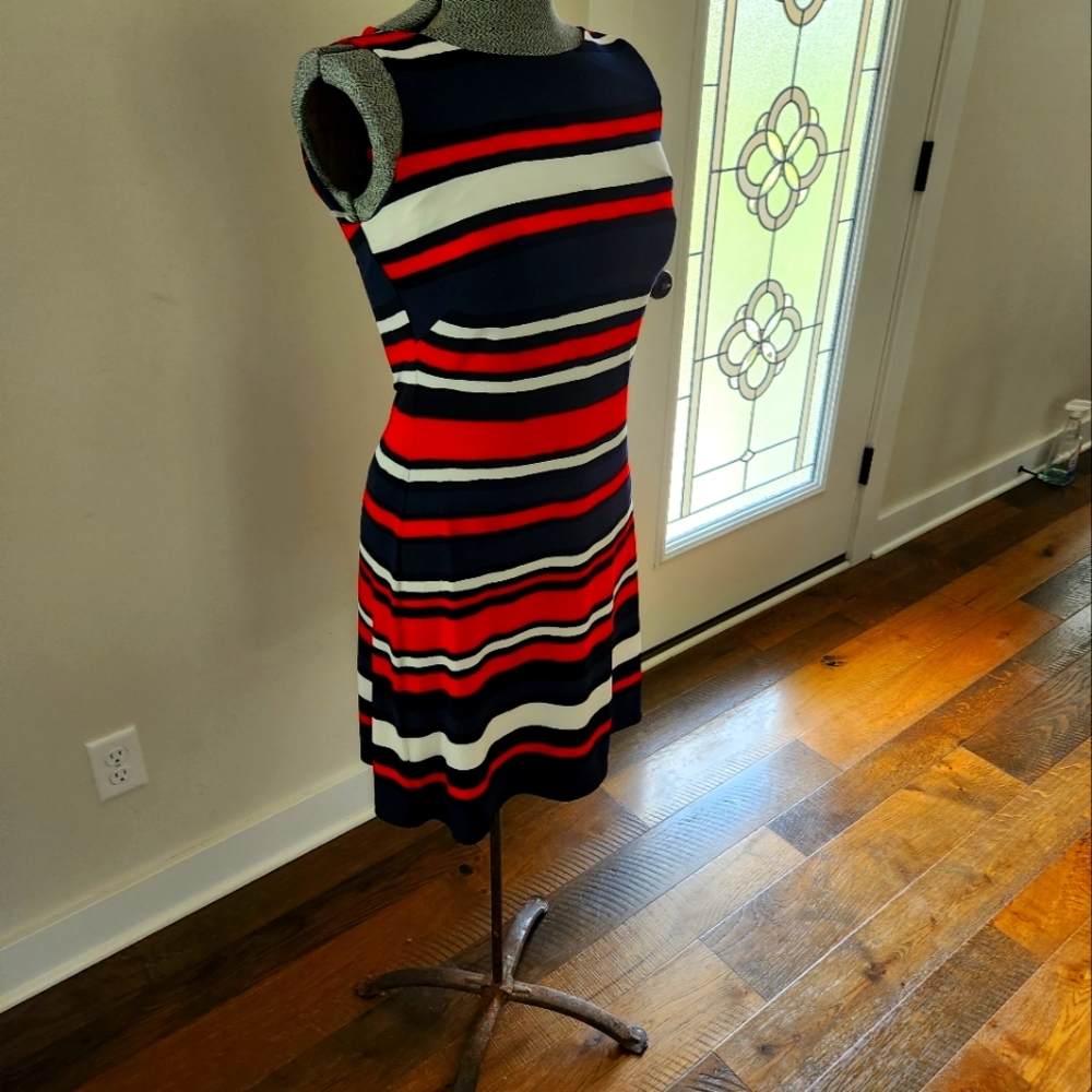 CHAPS multicolored striped midi dress.